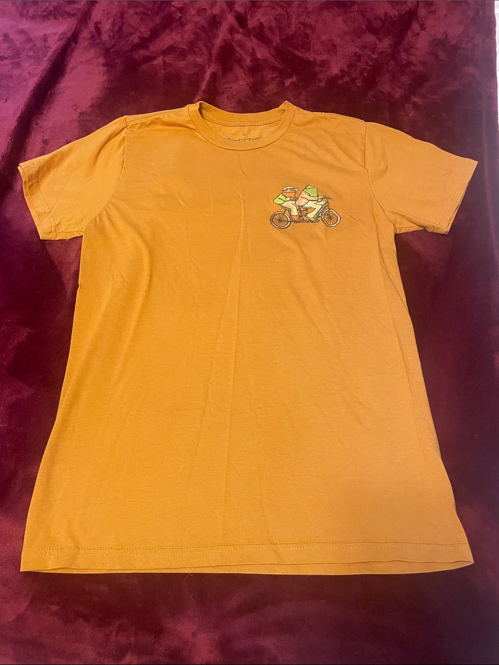 Men's Mustard Yellow Graphic Tee - Casual Crew Neck Shirt Frog &Toad Small